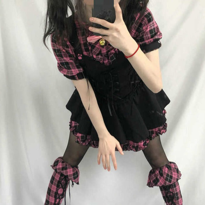 Harajuku Plaid Dress Dark Tiger