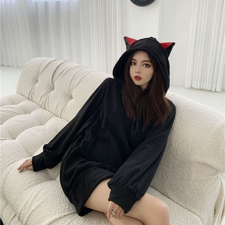 Gothic Devil Cat Ears Hoodie Dark Tiger