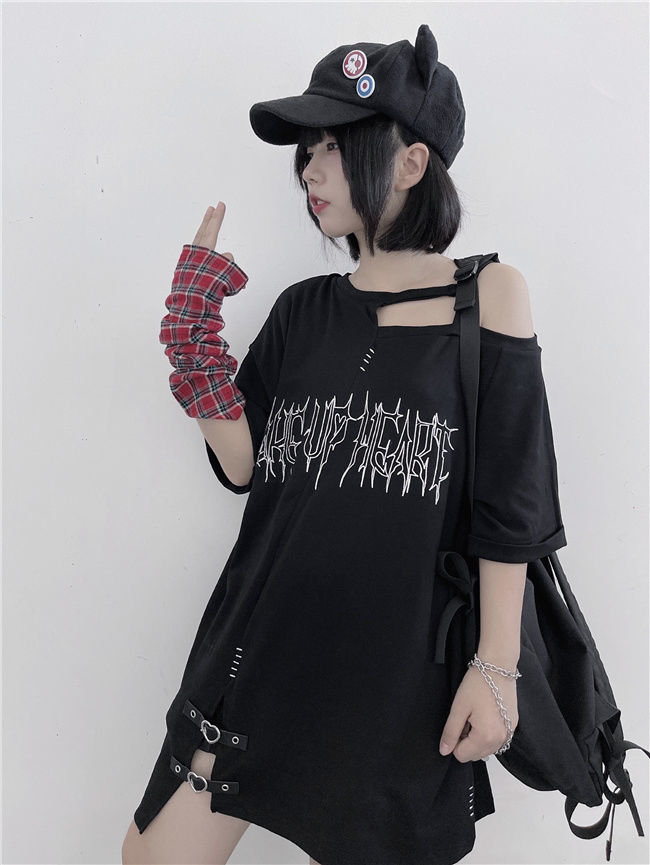 Punk Off Shoulder T-shirt Dark Tiger