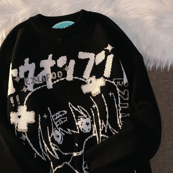 Harajuku Anime Sweater Dark Tiger