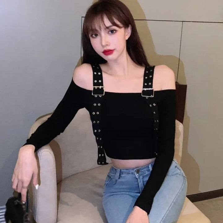 Korean Off Shoulder T-Shirt Dark Tiger