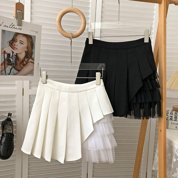 Pleated Assymetric Skirt Dark Tiger