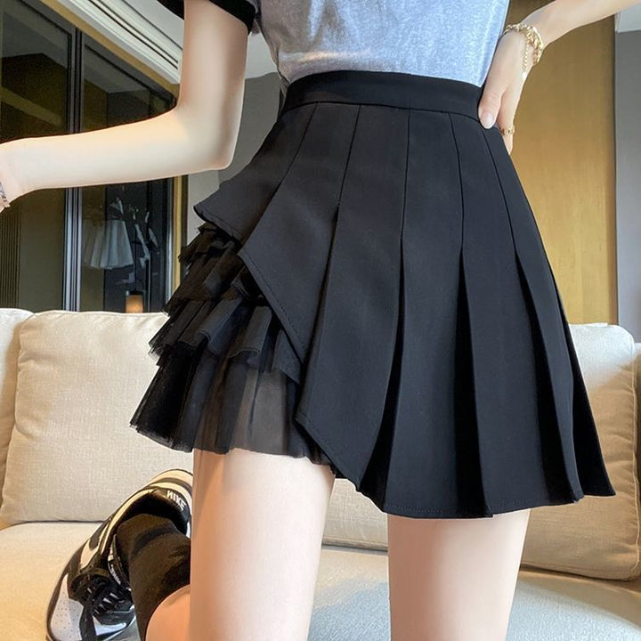 Pleated Assymetric Skirt Dark Tiger