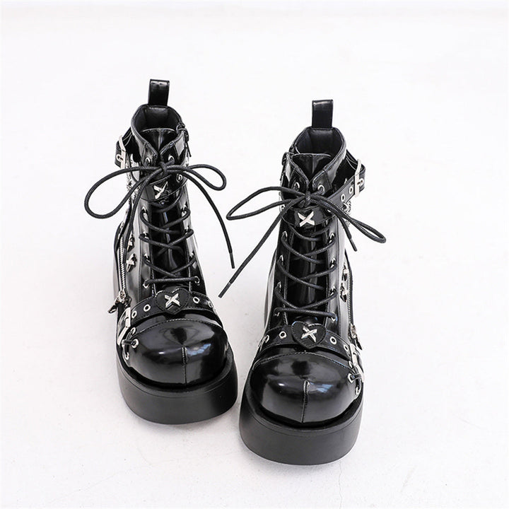 Aesthetic Platform Ankle Boots Dark Tiger
