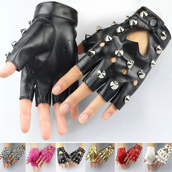 Leather Half Finger Gloves Dark Tiger