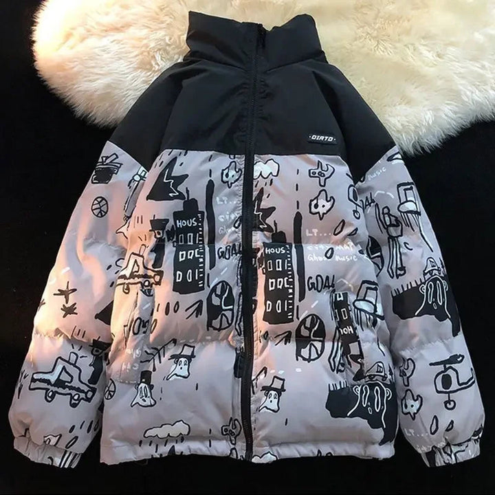 Winter Y2K Graffiti Jacket Dark Tiger