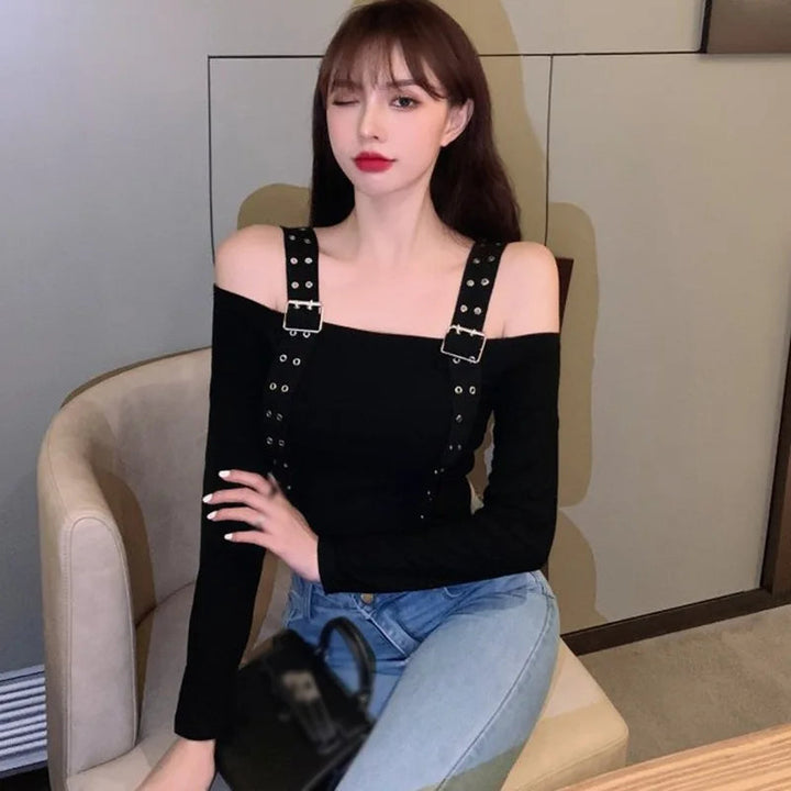 Korean Off Shoulder T-Shirt Dark Tiger