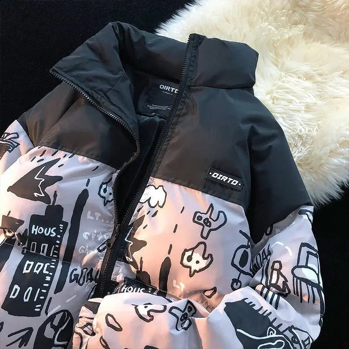 Winter Y2K Graffiti Jacket Dark Tiger