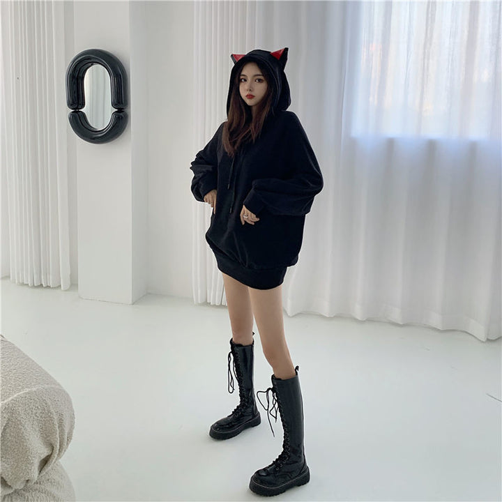 Gothic Devil Cat Ears Hoodie Dark Tiger