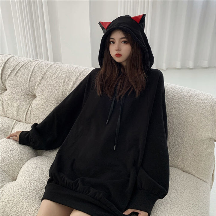 Gothic Devil Cat Ears Hoodie Dark Tiger