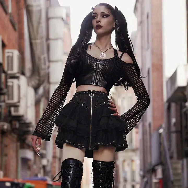 Vintage Zipper Gothic Skirt Dark Tiger