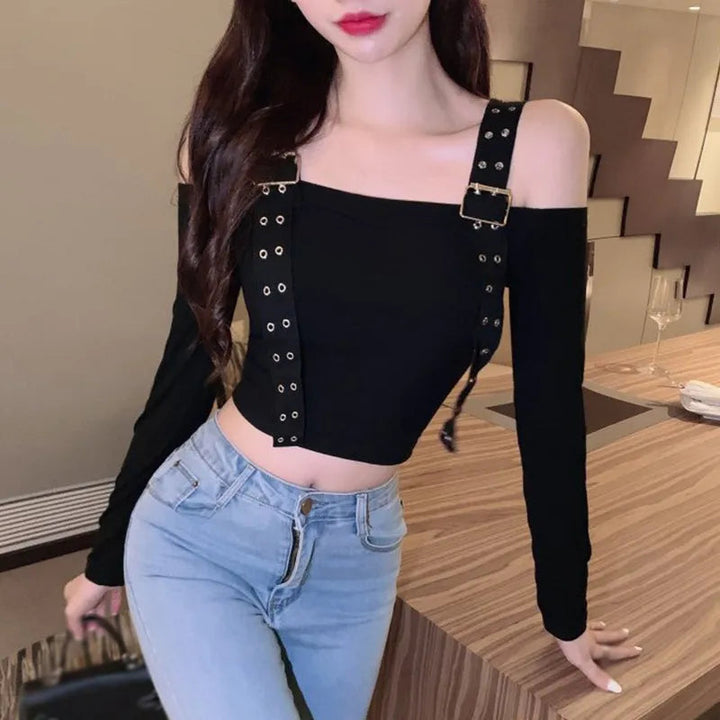 Korean Off Shoulder T-Shirt Dark Tiger