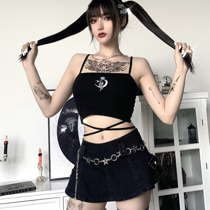 Gothic Aesthetic Crop Top Dark Tiger