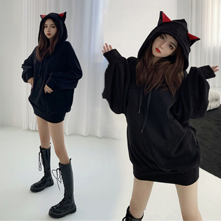 Gothic Devil Cat Ears Hoodie Dark Tiger