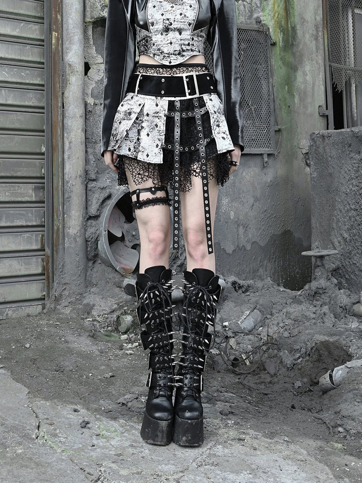 Aesthetic Gothic Outfit Set - Top & Skirt Dark Tiger