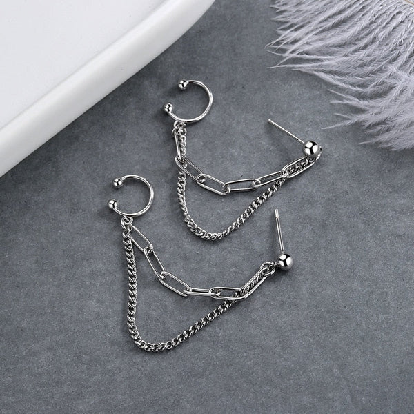 Double-layer Chain Earrings Dark Tiger
