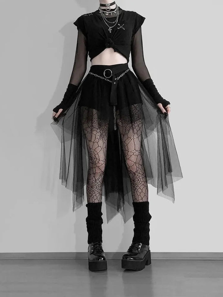 Gothic Mesh Harajuku Skirt Dark Tiger