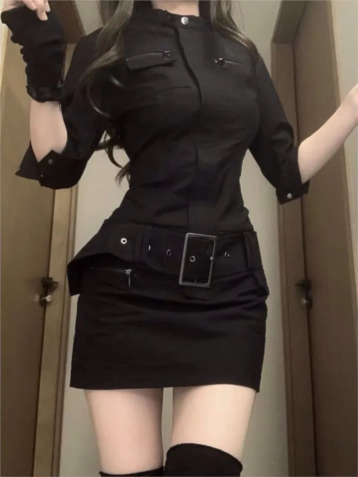 Gothic Techwear Mini Dress Dark Tiger