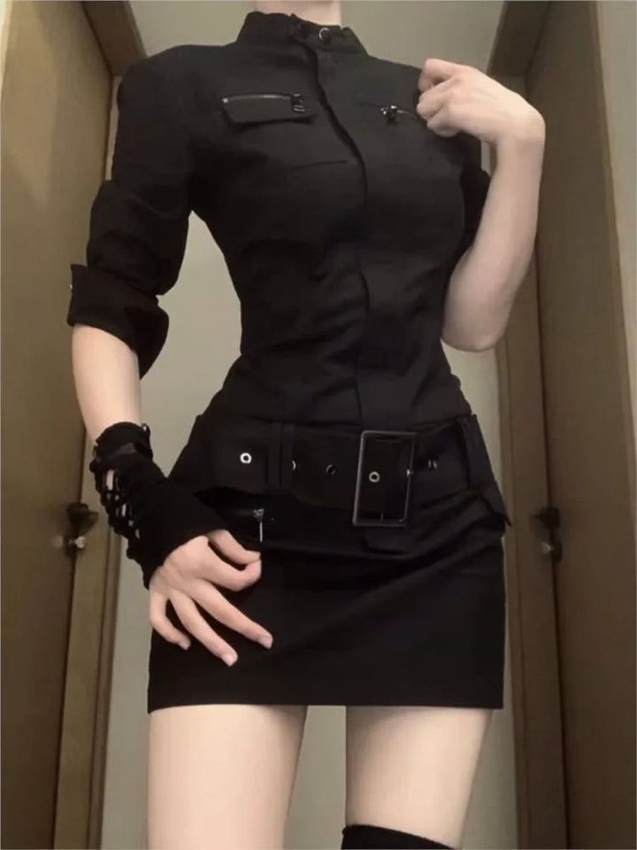Gothic Techwear Mini Dress Dark Tiger