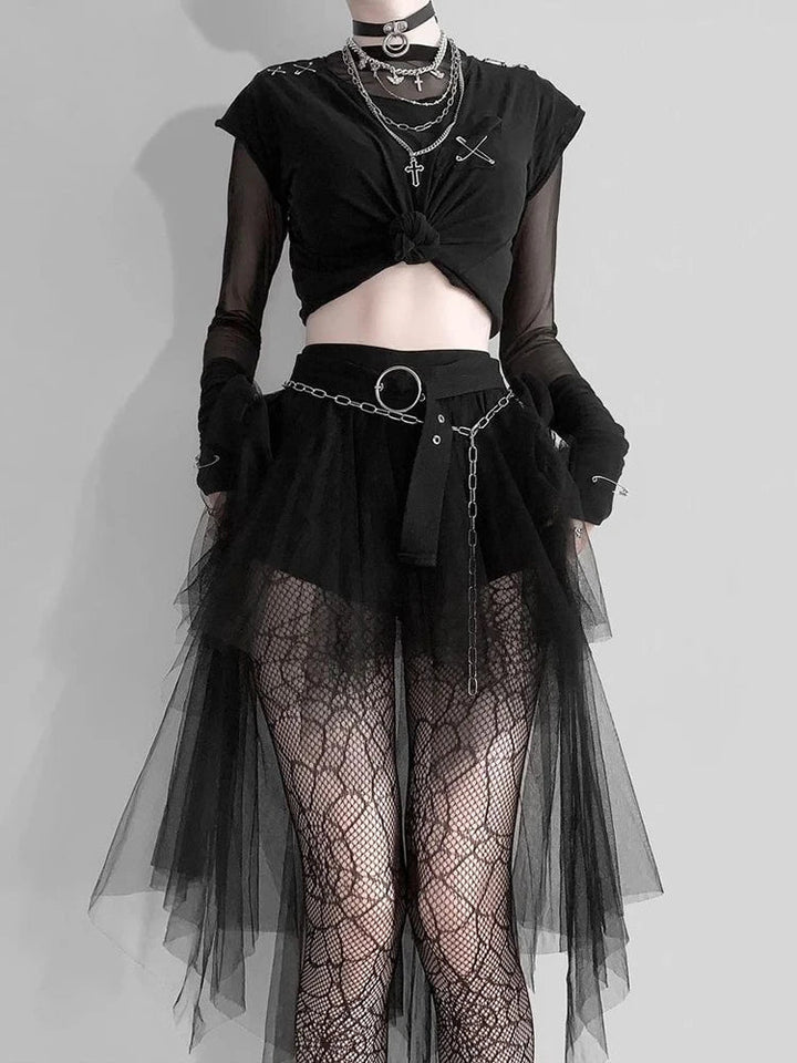 Gothic Mesh Harajuku Skirt Dark Tiger