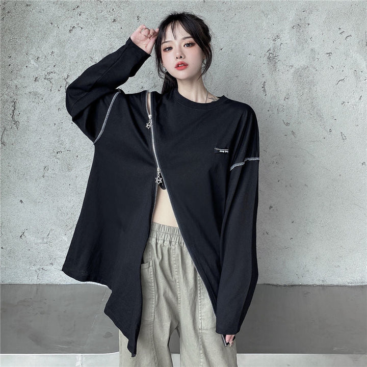 Off Shoulder Techwear T-Shirt Dark Tiger