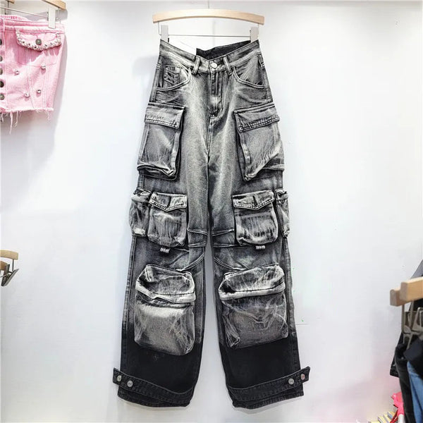 High Waist Gradient Jeans Dark Tiger