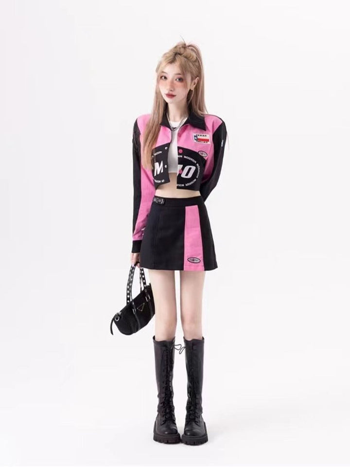 Y2K Aesthetic Jacket & Skirt Dark Tiger