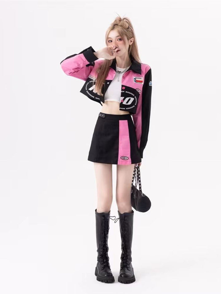 Y2K Aesthetic Jacket & Skirt Dark Tiger