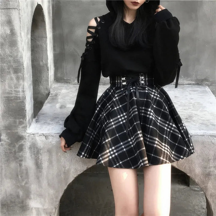 Lolita Gothic Plaid Skirt Dark Tiger