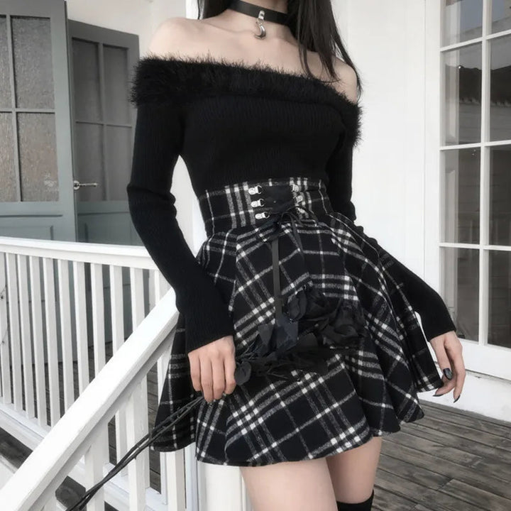 Lolita Gothic Plaid Skirt Dark Tiger