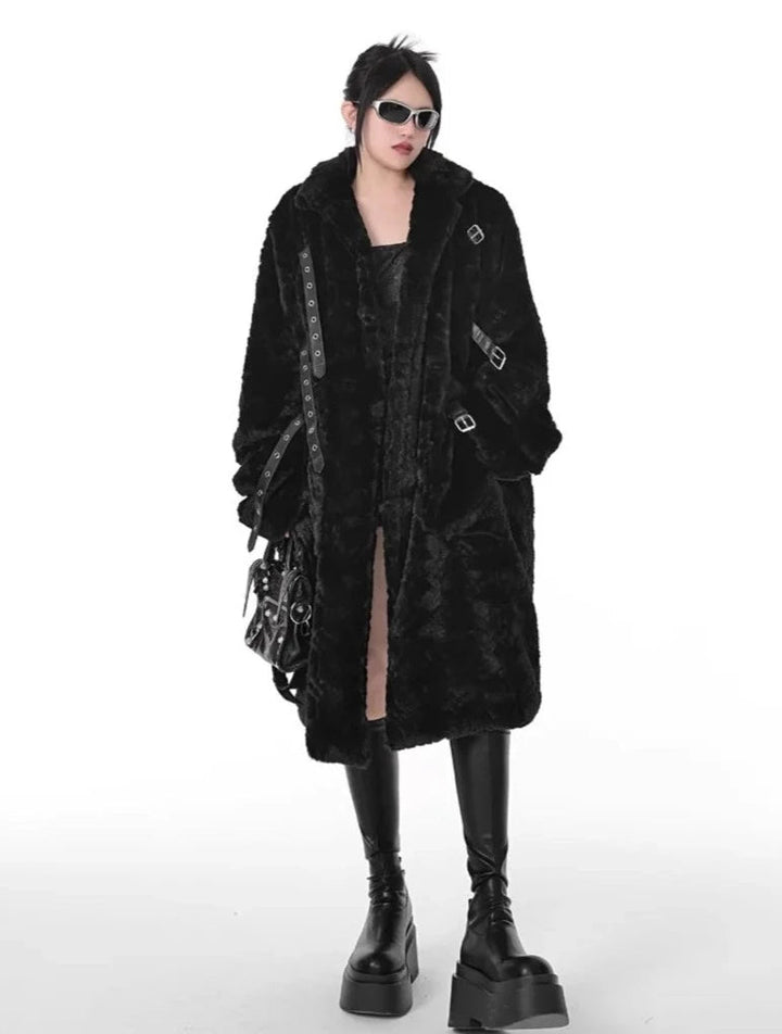 Punk Style Faux Fur Coat Dark Tiger