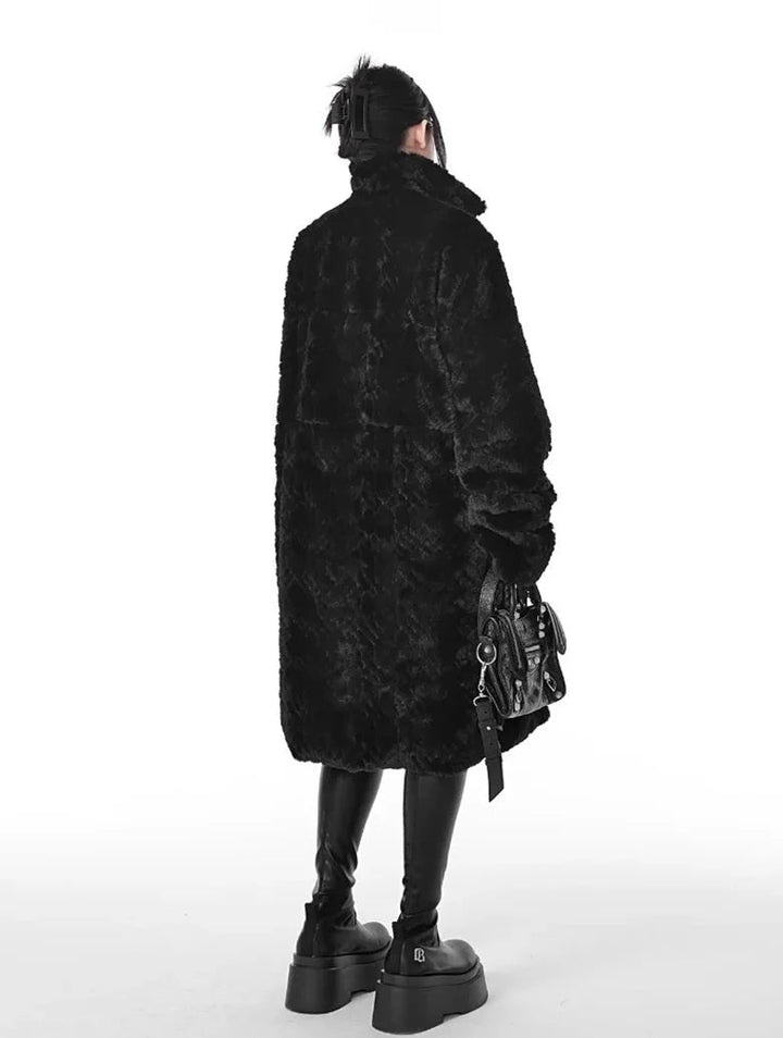 Punk Style Faux Fur Coat Dark Tiger