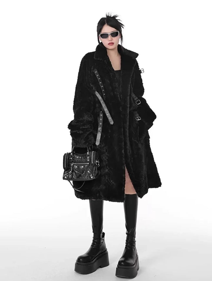 Punk Style Faux Fur Coat Dark Tiger