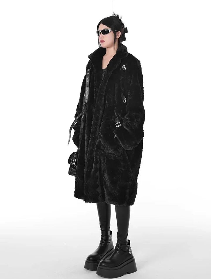 Punk Style Faux Fur Coat Dark Tiger