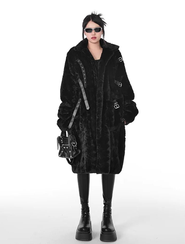 Punk Style Faux Fur Coat Dark Tiger